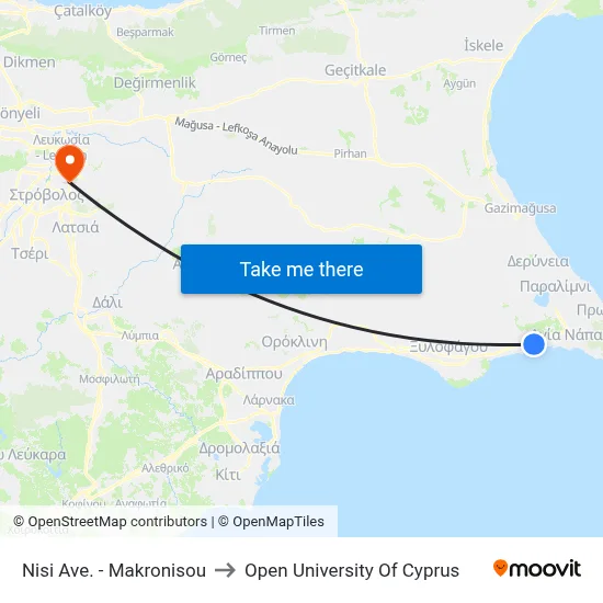 Nisi Avenue - Makronisou to Open University of Cyprus map