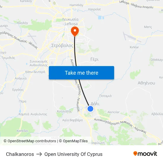 Chalkanoros to Open University of Cyprus map