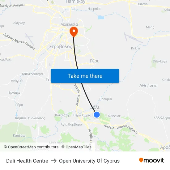 Dali Health Centre to Open University of Cyprus map
