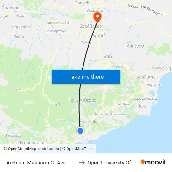 Archbishop Makarios III Avenue - 3rd Stop to Open University of Cyprus map