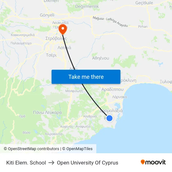 Kiti Elem. School to Open University of Cyprus map