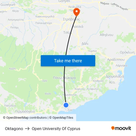 Oktagono to Open University of Cyprus map