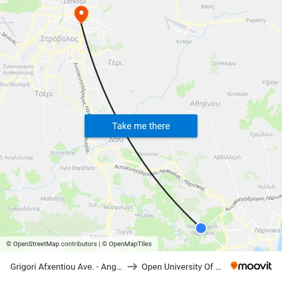 Grigoris Afxentiou Avenue - Angastinas to Open University of Cyprus map
