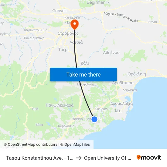 Tasos Konstantinou Ave. - 1st Stop to Open University of Cyprus map
