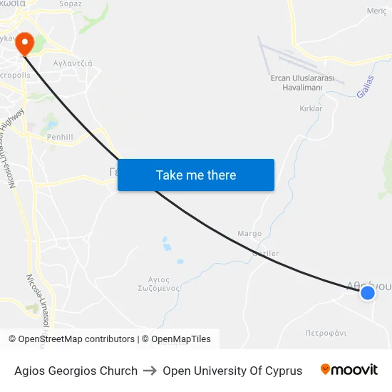 Ag. Georgios Church to Open University of Cyprus map