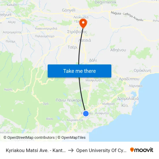 Kyriakou Matsi Avenue - Kantaras to Open University of Cyprus map