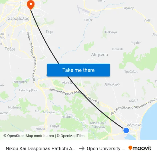 Nikou Kai Despoinas Pattichi Avenue - I. Kondylaki to Open University of Cyprus map