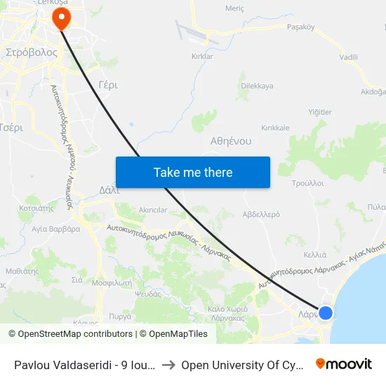 Pavlos Valdaseridi - July 9 to Open University of Cyprus map