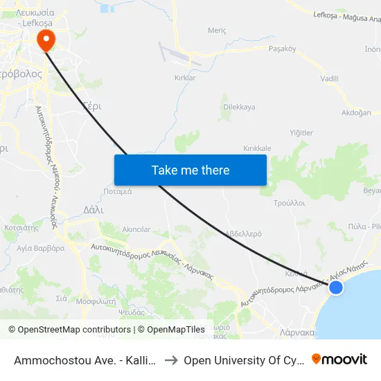 Ammochostou Ave. - Kalliskala to Open University of Cyprus map
