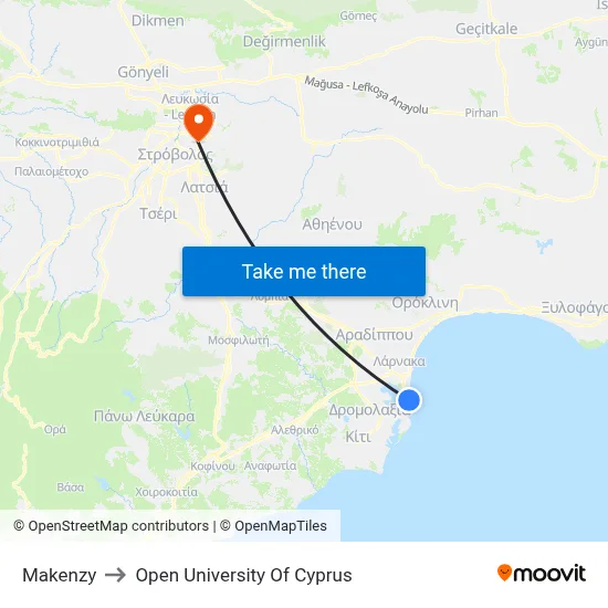 Makenzy to Open University of Cyprus map