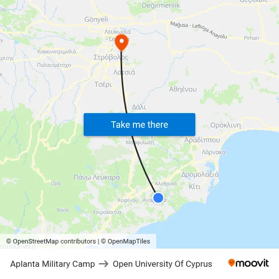 Aplanta Military Camp to Open University of Cyprus map