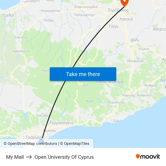 My Mall to Open University of Cyprus map