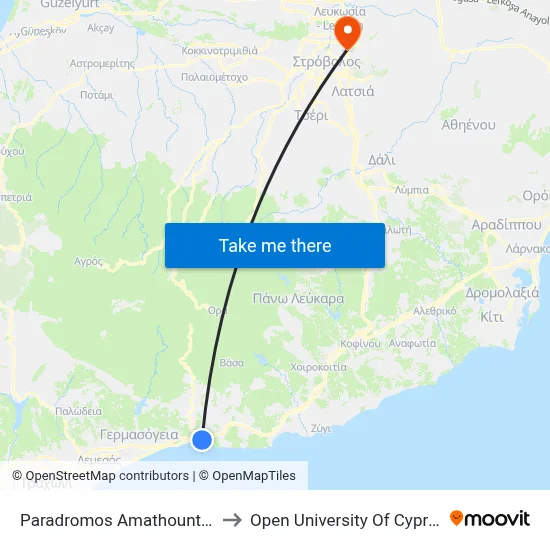 Paradromos Amathountos to Open University of Cyprus map