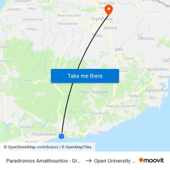 Amathountos Bypass - Grand Resort Hotel to Open University of Cyprus map