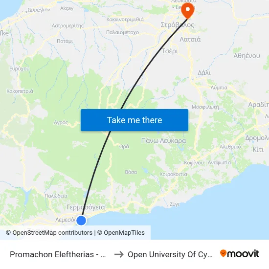 Promachon Eleftherias - Kean to Open University of Cyprus map