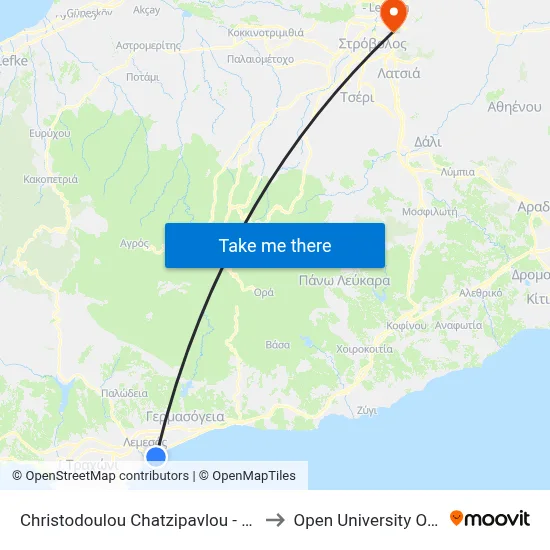 Christodoulou Chatzipavlou - Anexartisias to Open University of Cyprus map