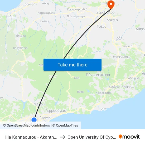 Ilia Kannaourou - Akanthous to Open University of Cyprus map