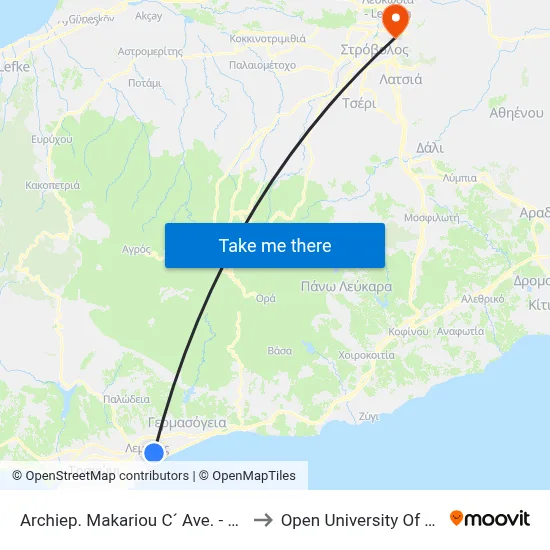 Archbishop Makariou C Avenue - Platonos to Open University of Cyprus map