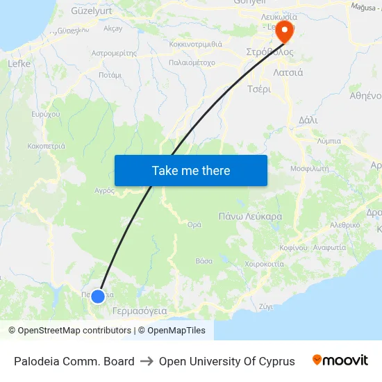 Palodeia Comm. Board to Open University of Cyprus map