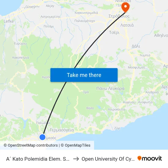 A´ Kato Polemidia Elem. School to Open University of Cyprus map