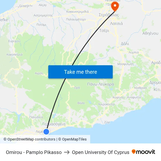 Homer - Pablo Picasso to Open University of Cyprus map