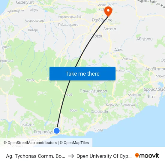 Ag. Tychonas Comm. Board to Open University of Cyprus map