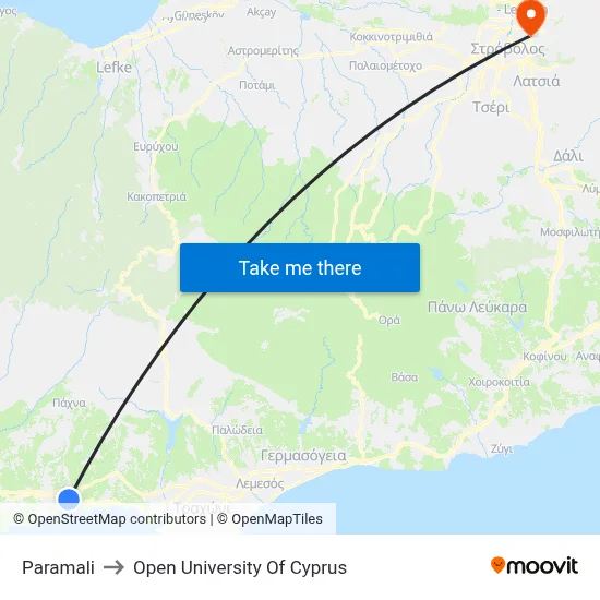 Paramali to Open University of Cyprus map