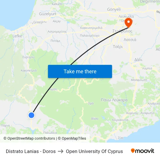 Distrato Lanias - Doros to Open University of Cyprus map