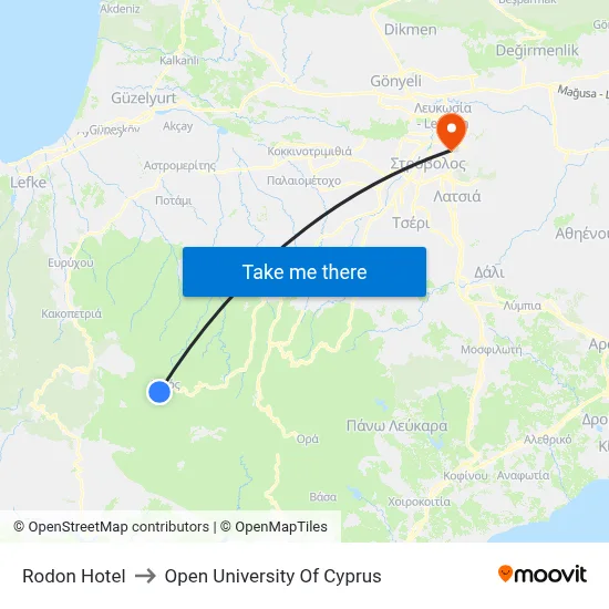 Rodon Hotel to Open University of Cyprus map