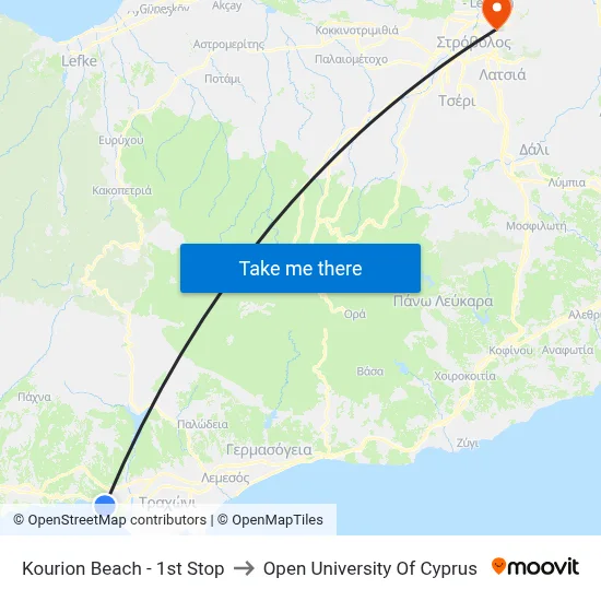 Kourion Beach - 1st Stop to Open University of Cyprus map