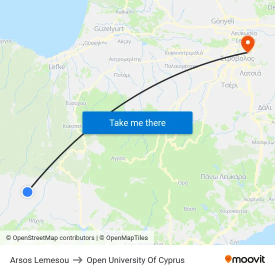 Arsos Lemesou to Open University of Cyprus map