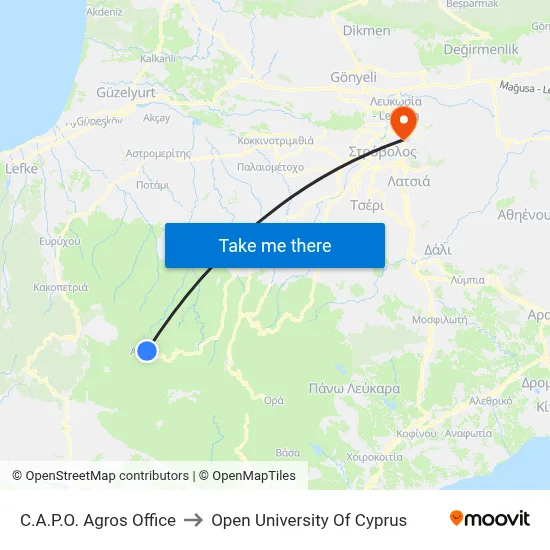 C.A.P.O. Agros Office to Open University of Cyprus map