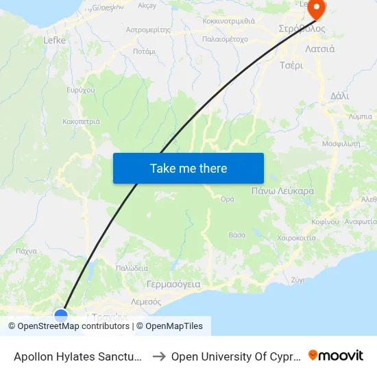 Apollon Hylates Sanctuary to Open University of Cyprus map
