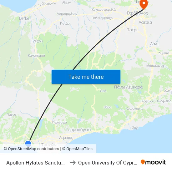 Apollon Hylates Sanctuary to Open University of Cyprus map