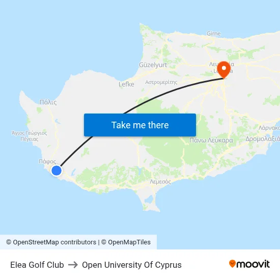 Elea Golf Club to Open University of Cyprus map