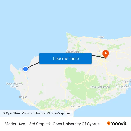 Mariou Ave. - 3rd Stop to Open University of Cyprus map
