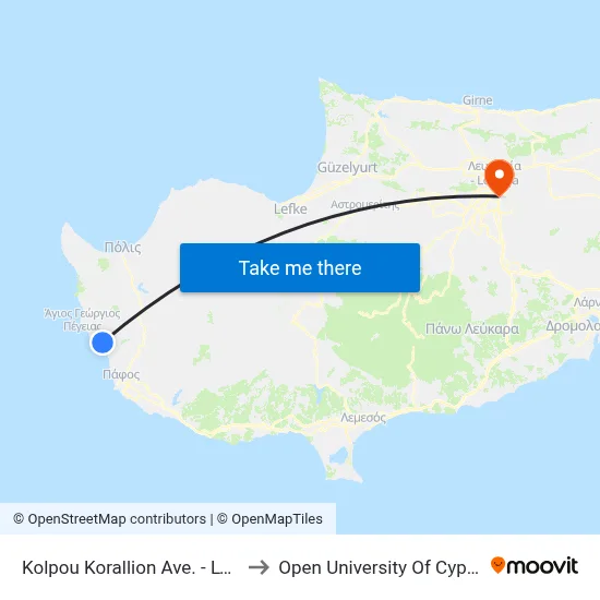 Korallion Gulf Avenue - Lysis to Open University of Cyprus map