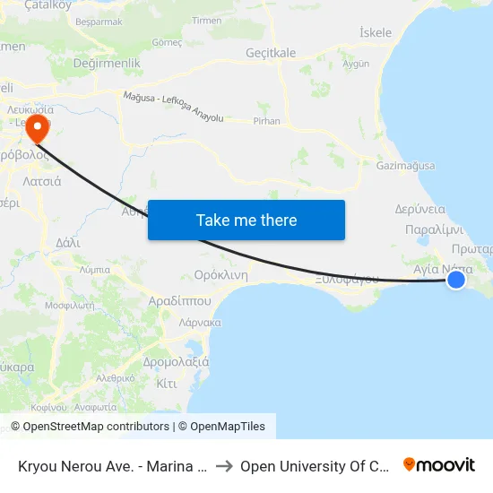 Agia Napa Sculpture Park to Open University of Cyprus map
