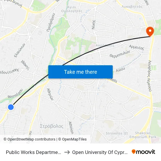 Public Works Department to Open University of Cyprus map