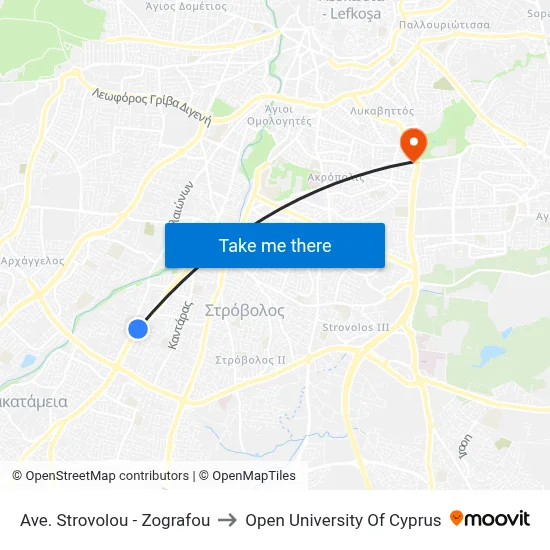 Strovolos Avenue - Zografou to Open University of Cyprus map