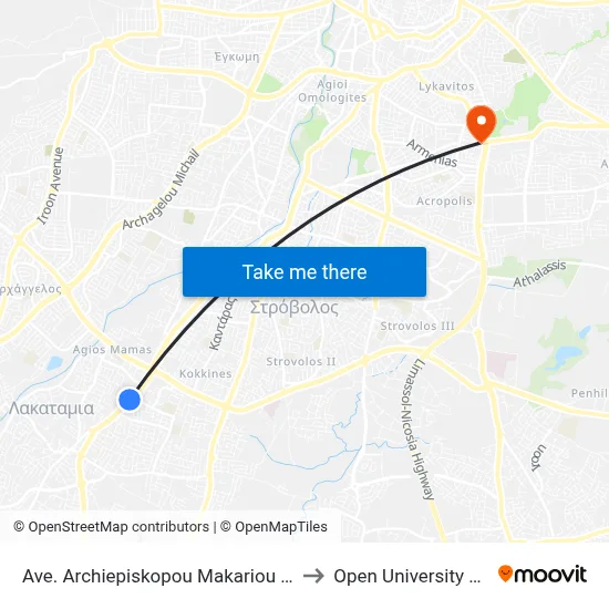 Ave. Arch. Makariou C - Voufavento to Open University of Cyprus map