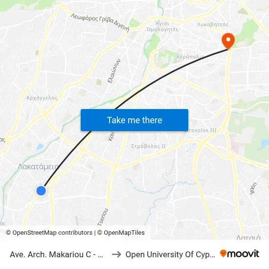 Ave. Arch. Makariou C - Dios to Open University of Cyprus map