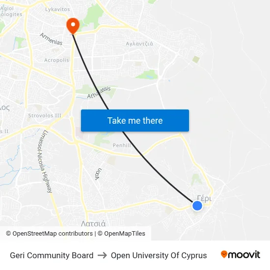 Geri Community Board to Open University of Cyprus map