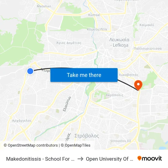 Makedonitissis - School For the Deaf to Open University of Cyprus map