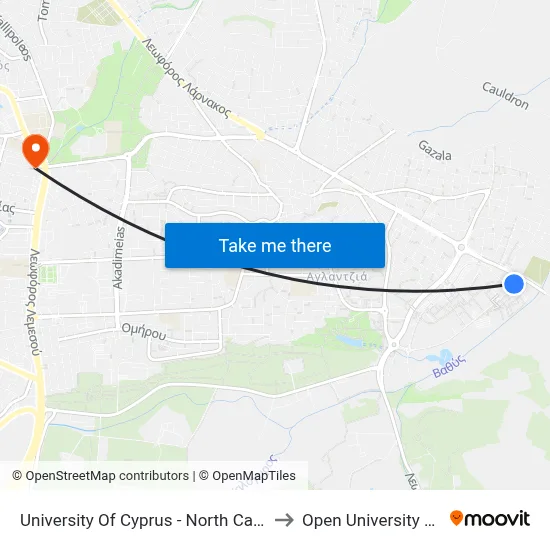 University Of Cyprus - North Campus Entrance to Open University of Cyprus map