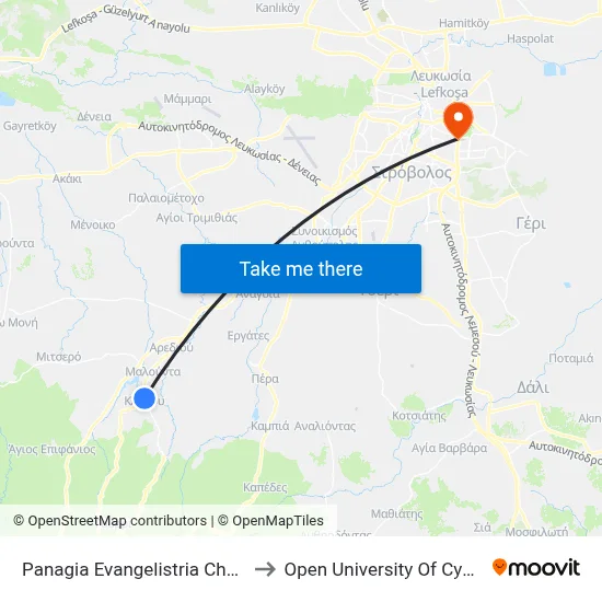 Panagia Evangelistria Church to Open University of Cyprus map
