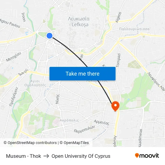 Museum - Thok to Open University of Cyprus map