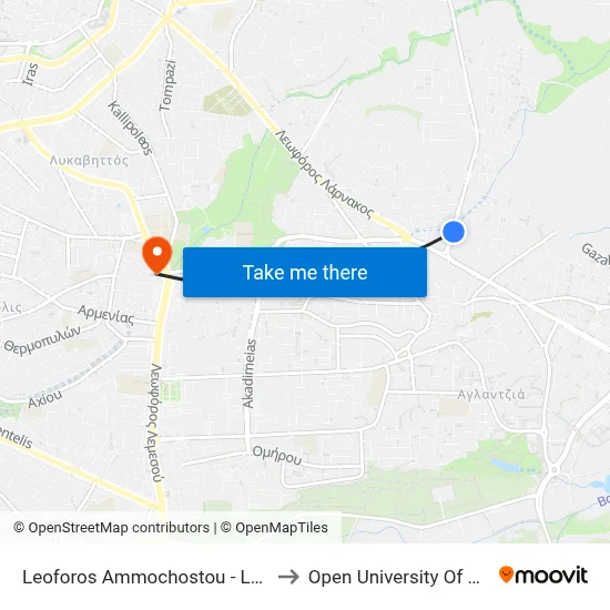 Leoforos Ammochostou - Larnakos to Open University of Cyprus map