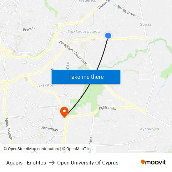 Agapis - Enotitos to Open University of Cyprus map