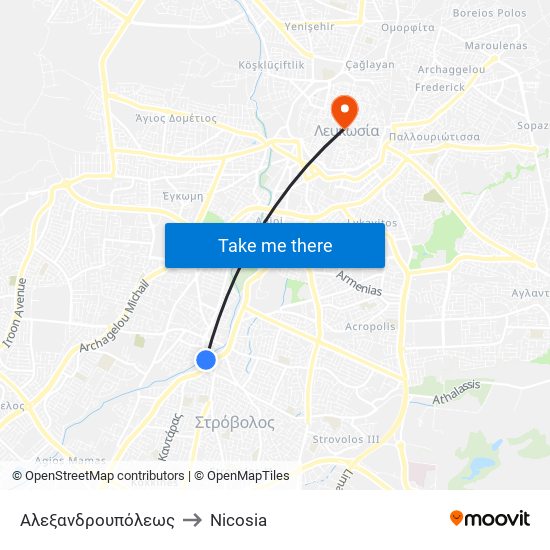 Αλεξανδρουπόλεως to Nicosia map